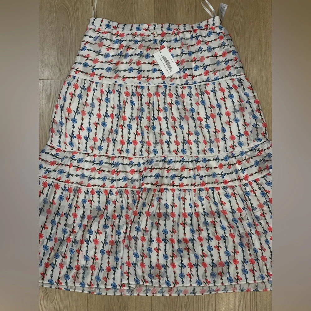 NWT Anthropologie Foxiedox White Floral Midi Skirt - Picture 3 of 5